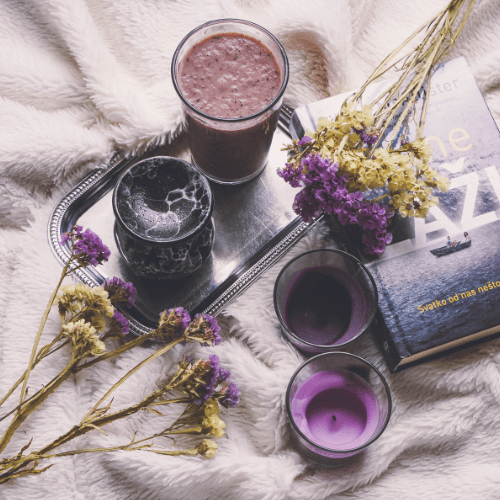 Lavender candle and smoothie