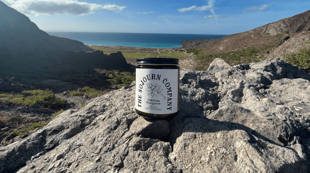 A Sojourn Candle on a hill overlooking the ocean