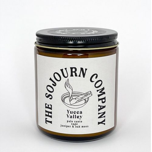 Yucca Valley scented soy candle in an Amber Glass Jar